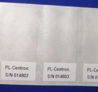 Close up of cable labels on sheet as supplied